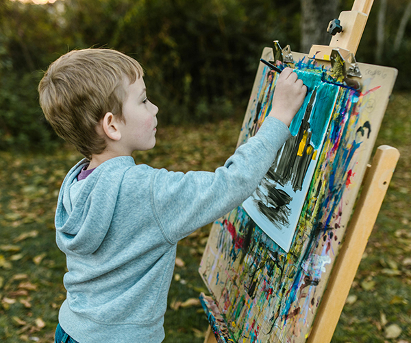 Child outdoor painting